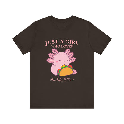 Cute Taco-Loving Axolotl Tee, Fun Graphic T-Shirt, Gift for Taco Lovers, Unisex Apparel, Cartoon Lover's Top