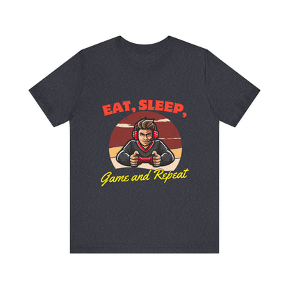 Gamer Lifestyle Tee - Eat, Sleep, Game & Repeat, Perfect for Gamers, Birthday Gift, Casual Wear, Gamer Apparel, Gaming Merchandise