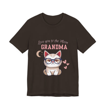 Love You to the Moon Grandma Cat Tee, Cute Cat Shirt, Gift for Grandma, Birthday Tee, Grandparent Gift, Funny Cat T-Shirt