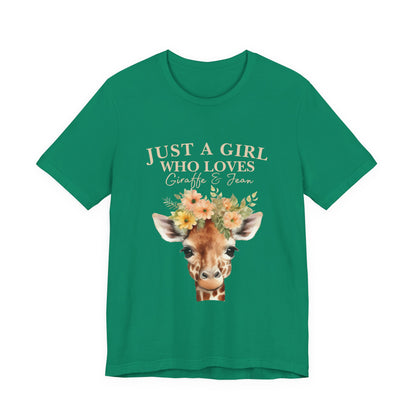 Just a Girl Who Loves Giraffes Tee, Cute Animal Lover Gift, Summer Casual Fashion, Birthday Tee, Nature Enthusiast Shirt