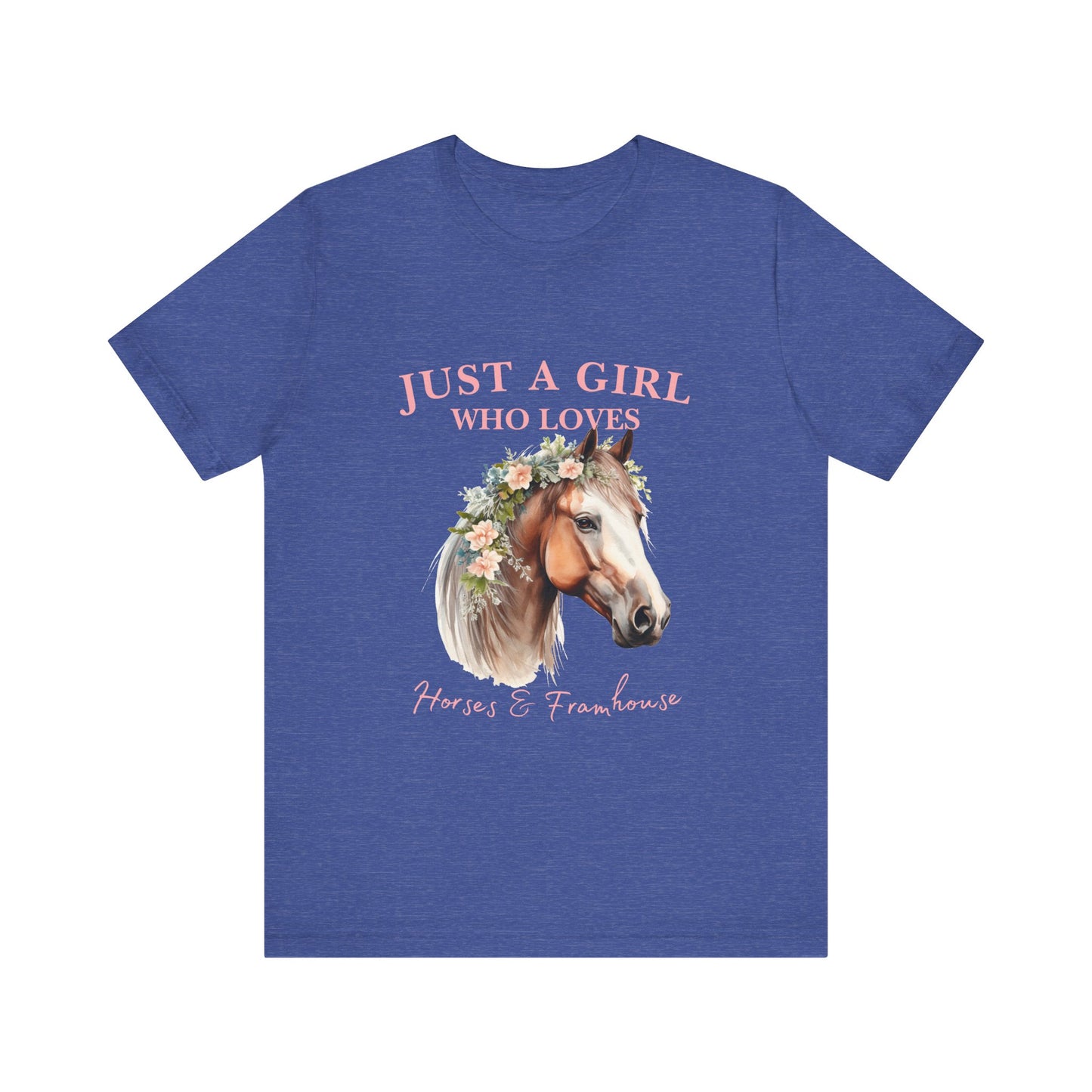 Just a Girl Who Loves Horses Jersey Tee | Equestrian Gift | Horse Lover T-Shirt | Floral Graphic Tee | Birthday Gift