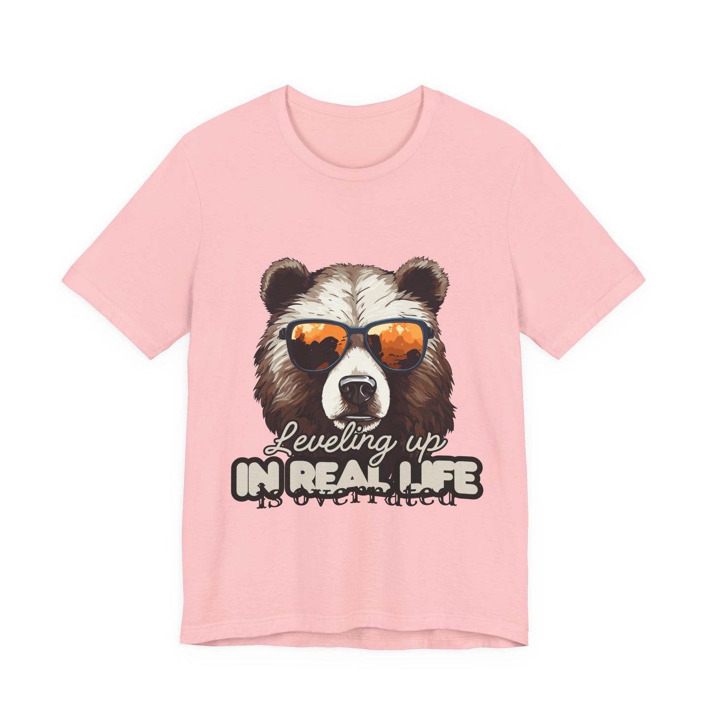 Cool Bear Graphic Tee, Leveling Up in Real Life, Funny T-Shirt for Nature Lovers, Gift for Birthday, Summer Wardrobe, Casual Wear