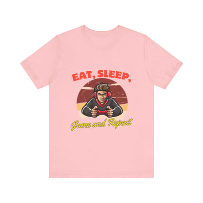 Gamer Lifestyle Tee - Eat, Sleep, Game & Repeat, Perfect for Gamers, Birthday Gift, Casual Wear, Gamer Apparel, Gaming Merchandise