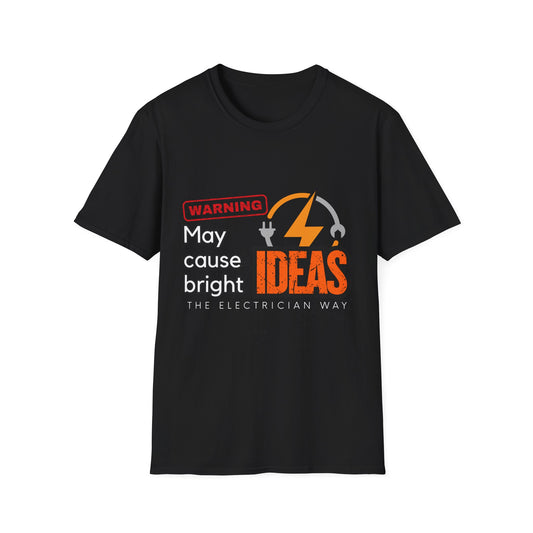 Electrian Warning T-Shirt - May Cause Bright Ideas, Funny Tee, Gift for Creatives, Unisex Apparel, Ideal for Birthdays