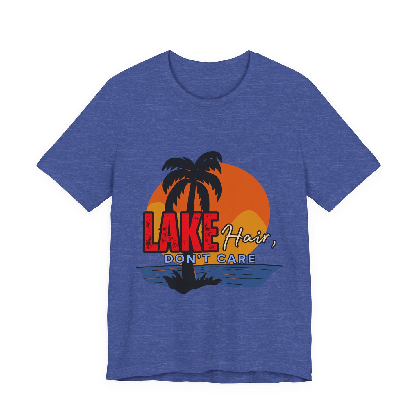 Lake Hair Don't Care Short Sleeve Tee, Summer T-Shirt, Vacation Shirt, Beachwear, Casual Outfit, Gift for Lake Lovers