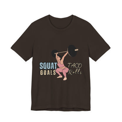Squat Goals Unisex Jersey Tee, Funny Workout Shirt, Fitness Gift, Gym Apparel, Weightlifting Top, Motivational Tee