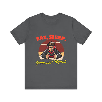Gamer Lifestyle Tee - Eat, Sleep, Game & Repeat, Perfect for Gamers, Birthday Gift, Casual Wear, Gamer Apparel, Gaming Merchandise