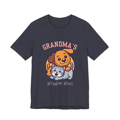 Grandma's Pet Love Tee - Cute Cat and Dog Design, Perfect Gift for Grandparents, Animal Lovers, Birthday, Family Gatherings, Casual Wear
