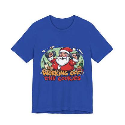 Funny Santa Workout Tee, Holiday Gift for Fitness Lovers, Christmas T-Shirt, Unisex Short Sleeve Shirt, Cookie Lover Gift