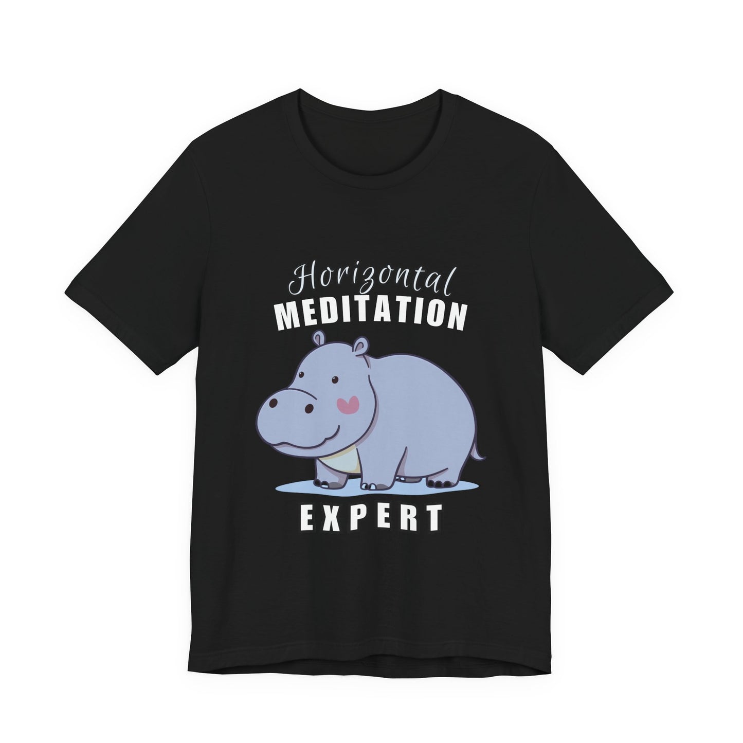 Hippo Horizontal Meditation Expert Tee - Fun Unisex Jersey Shirt for Relaxation, Gift for Yogis, Casual Wear, Mindfulness, Animal Lover