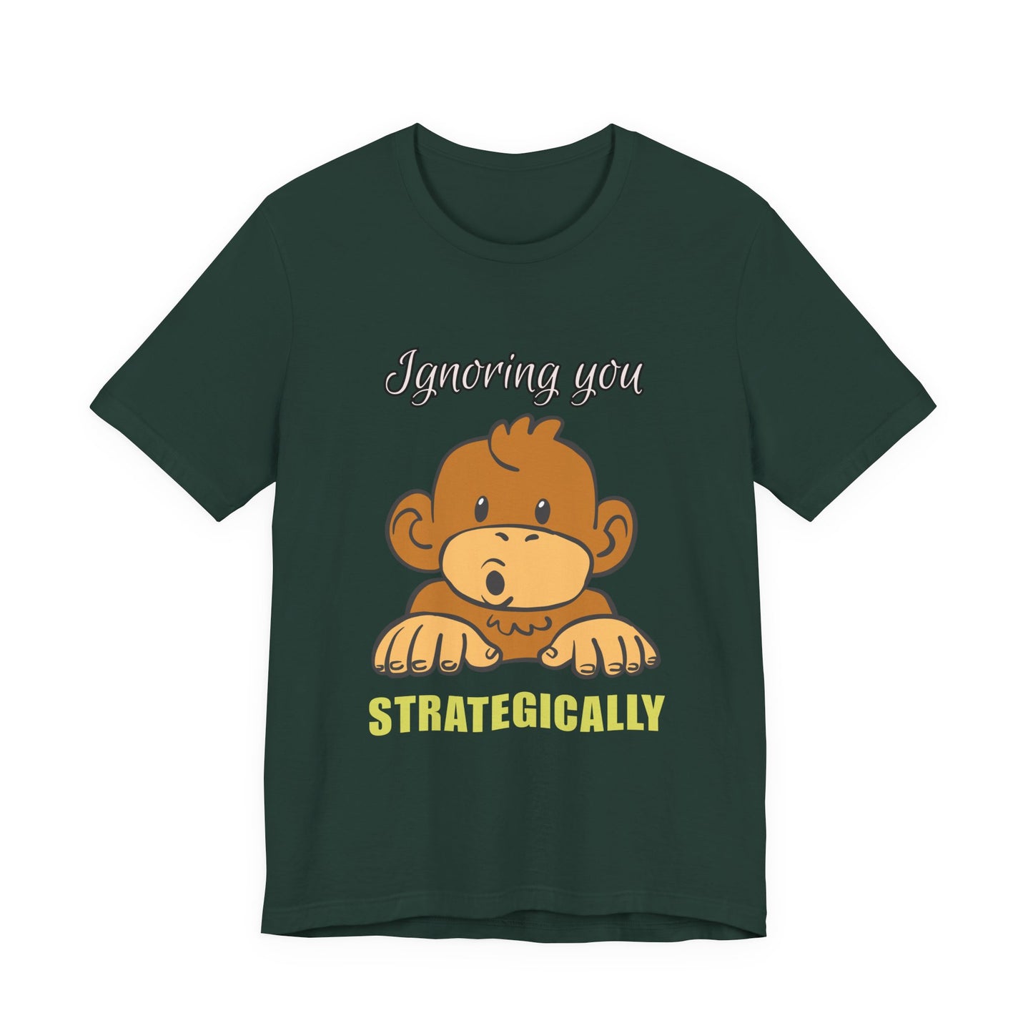 Ignoring You Strategically, Cute Monkey Humor Unisex Tee, Funny Shirt, Gift for Animal Lovers, Birthday Present, Casual Wear, Everyday Humor