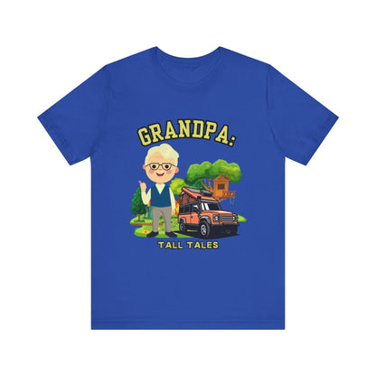 Grandpa Tall Tales Tee, Funny Grandpa Shirt, Gift for Grandpa, Family Gathering Outfit, Dad Humor T-shirt, Unisex Casual Tee