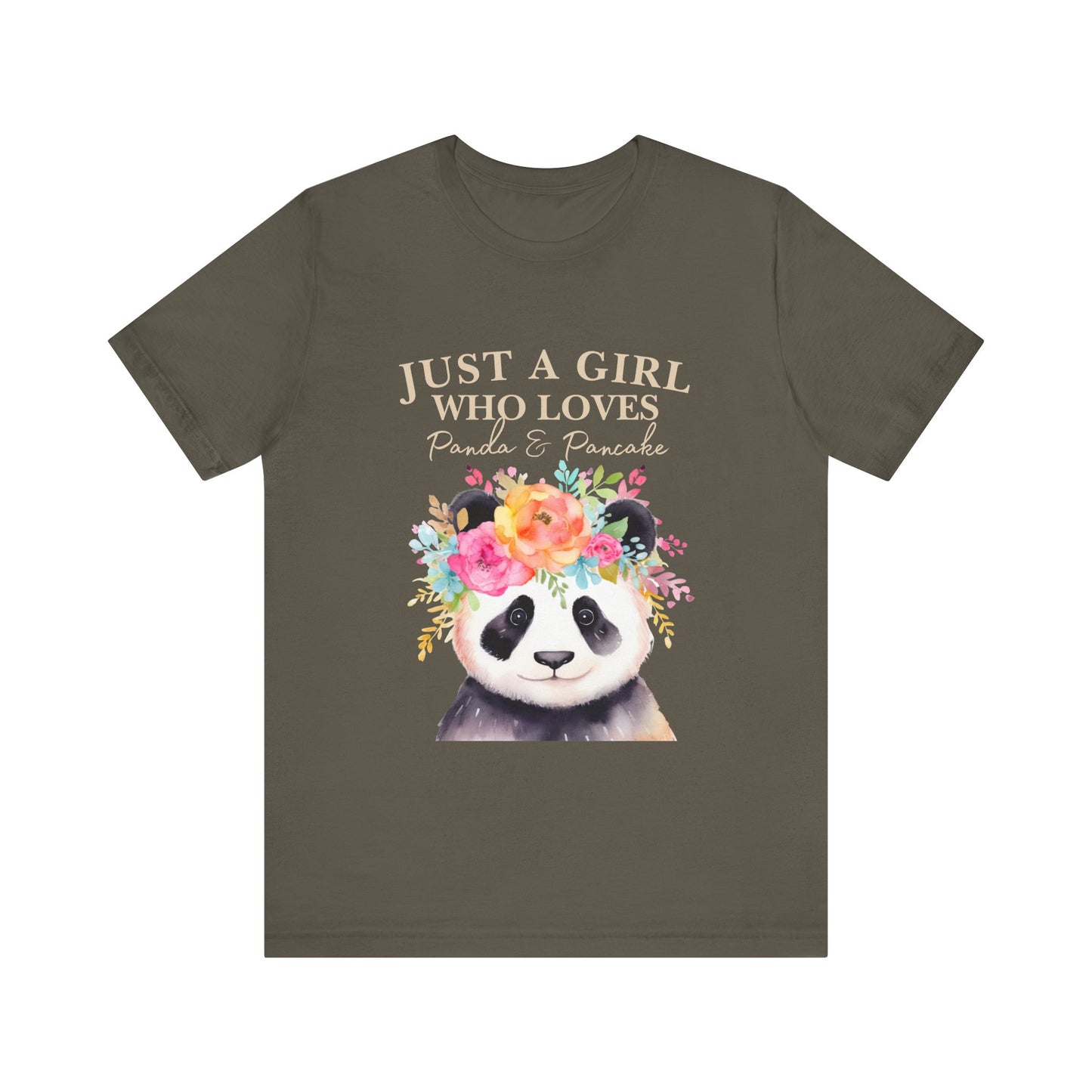 Adorable Panda Lover Tee - Just a Girl Who Loves Pandas & Pancakes, Cute Animal Shirt, Gift for Panda Fans, Casual Wear, Summer Top