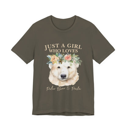 Just a Girl Who Loves Polar Bears Tee, Cute Animal Lover Gift, Nature Tee, Casual Wear, Eco-friendly Shirt, Pet Lover Apparel