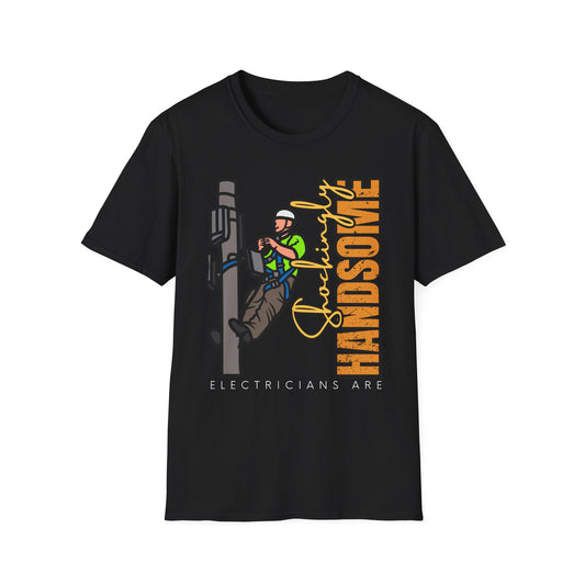 Handsome Lineman T-Shirt, Unisex Softstyle Tee, Great for Gifts, Work Apparel, Casual Wear, Electrician T-shirt, Gift for Electrician