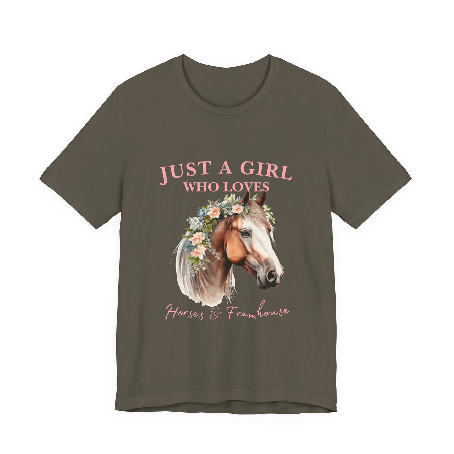 Just a Girl Who Loves Horses Jersey Tee | Equestrian Gift | Horse Lover T-Shirt | Floral Graphic Tee | Birthday Gift