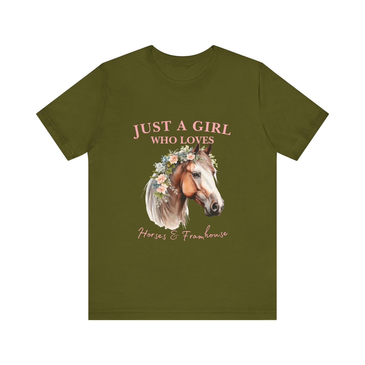 Just a Girl Who Loves Horses Jersey Tee | Equestrian Gift | Horse Lover T-Shirt | Floral Graphic Tee | Birthday Gift