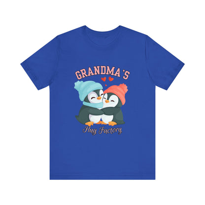 Grandma's Hug Factory T-Shirt, Cute Penguin Tee, Gift for Grandma, Family Reunion Shirt, Mother's Day Gift, Cozy Casual Wear