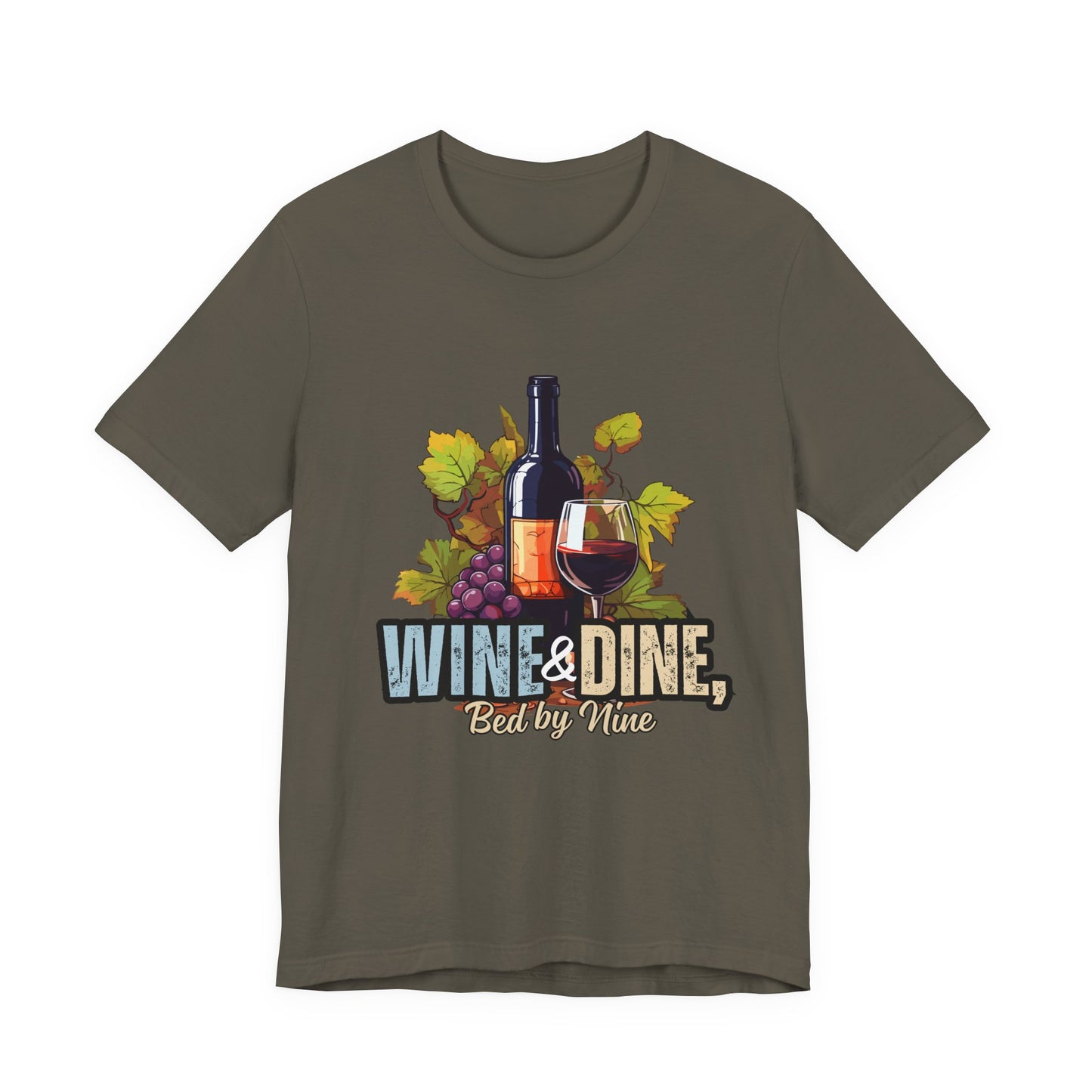 Wine & Dine Short Sleeve Tee | Perfect for Food Lovers, Wine Enthusiasts, Casual Gatherings, Gifts, Unisex Apparel