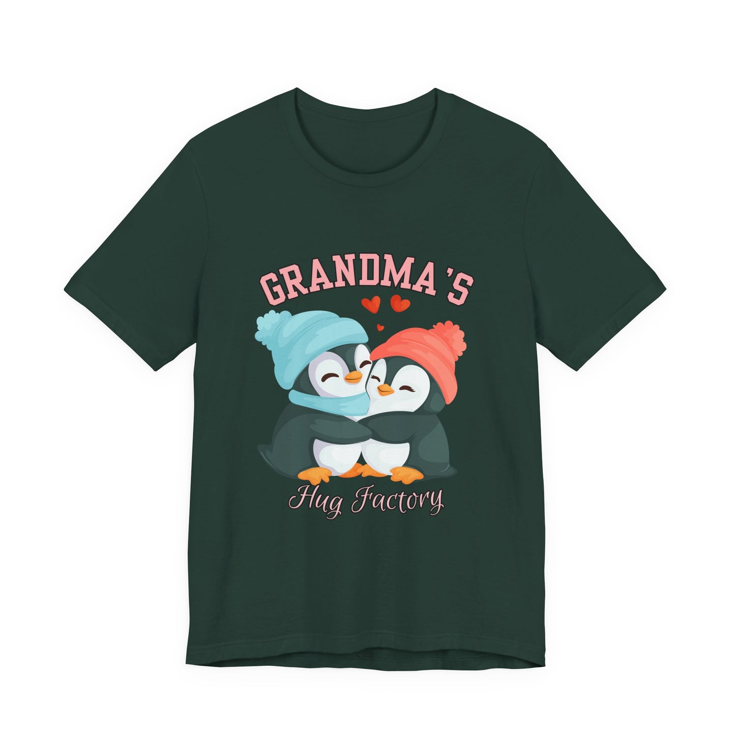 Grandma's Hug Factory T-Shirt, Cute Penguin Tee, Gift for Grandma, Family Reunion Shirt, Mother's Day Gift, Cozy Casual Wear