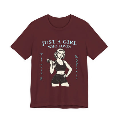 Fitness Lover's Unisex Tee - Perfect for Gym Buffs, Workout, Fitness Enthusiasts, Gift for Her, Casual Wear, Just A Girl Who Loves Fitness