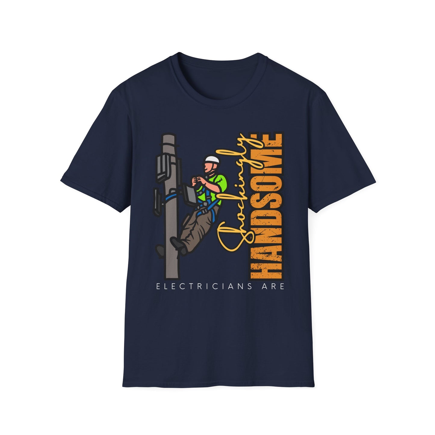 Handsome Lineman T-Shirt, Unisex Softstyle Tee, Great for Gifts, Work Apparel, Casual Wear, Electrician T-shirt, Gift for Electrician