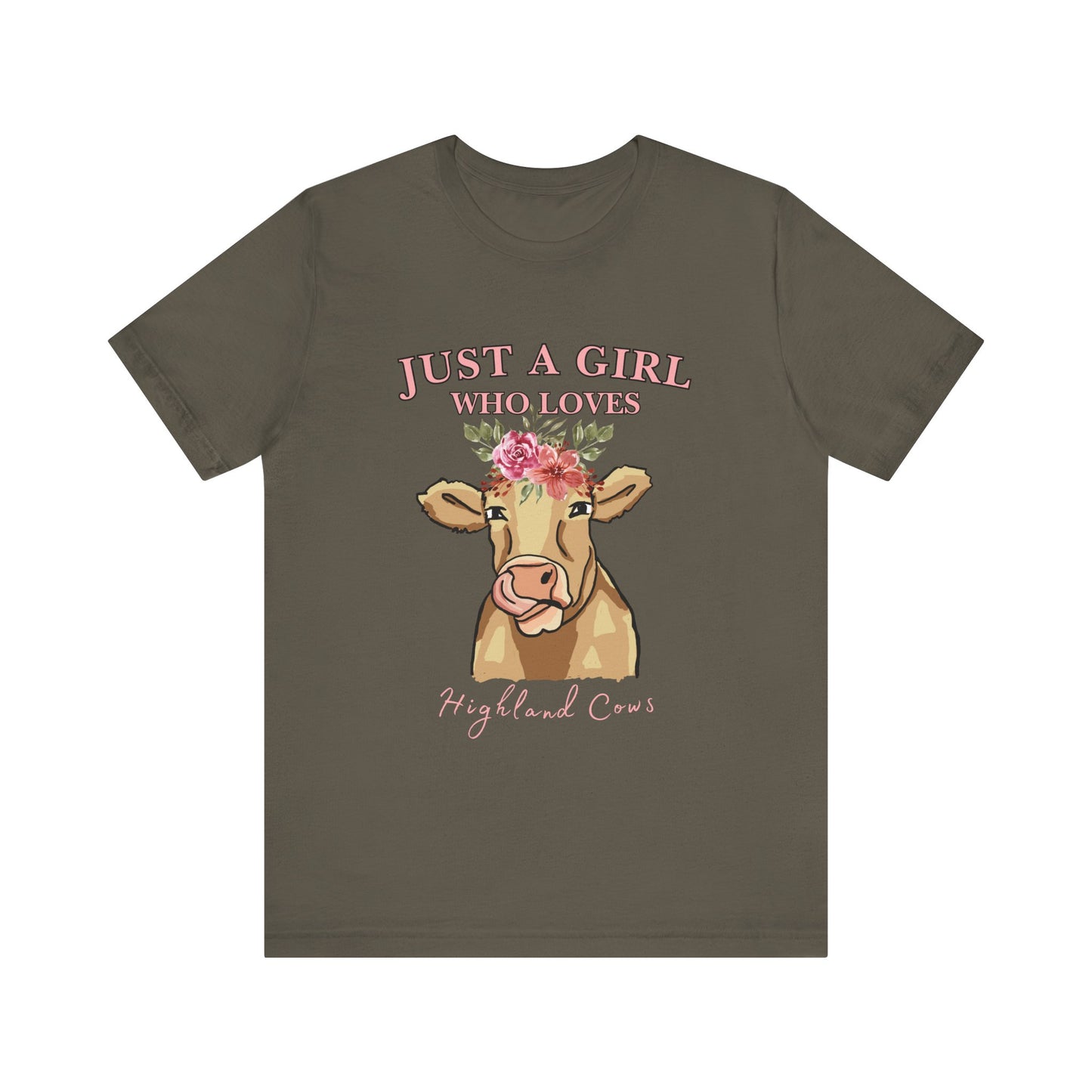 Highland Cow Lover Tee - Just a Girl Who Loves Highland Cows, Cute T-Shirt, Farmhouse Apparel, Gift for Animal Lovers, Summer Style