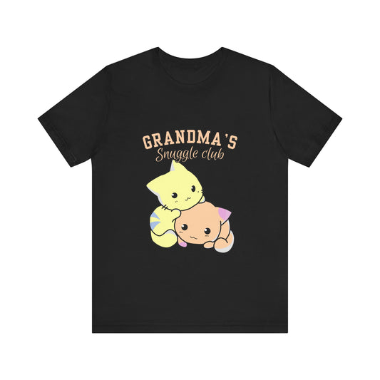 Grandma's Snuggle Club Tee, Cozy Gift for Grandma, Cute Cat Graphic Shirt, Family Gathering Outfit, Birthday Gift for Grandma