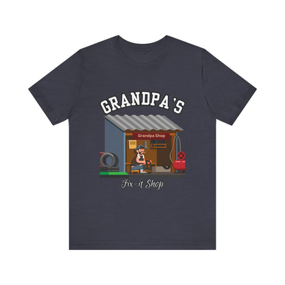 Grandpa's Fix-It Shop T-Shirt, Unisex Tee, Gift for Grandfather, Father's Day Gift, Mechanic Shirt, Family Humor Shirt