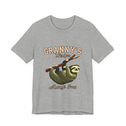 Sloth Wisdom Tee, Granny's Wisdom Shirt, Unisex Graphic Tee, Funny Sloth T-Shirt, Casual Wear, Gift for Nature Lovers