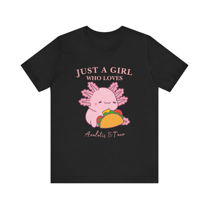 Cute Taco-Loving Axolotl Tee, Fun Graphic T-Shirt, Gift for Taco Lovers, Unisex Apparel, Cartoon Lover's Top