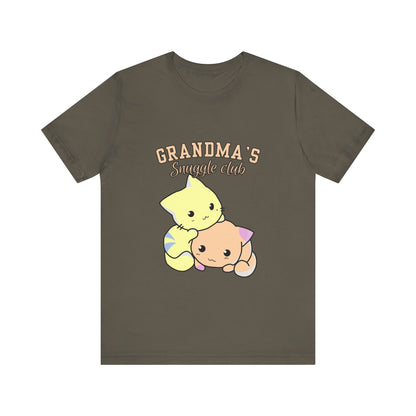 Grandma's Snuggle Club Tee, Cozy Gift for Grandma, Cute Cat Graphic Shirt, Family Gathering Outfit, Birthday Gift for Grandma