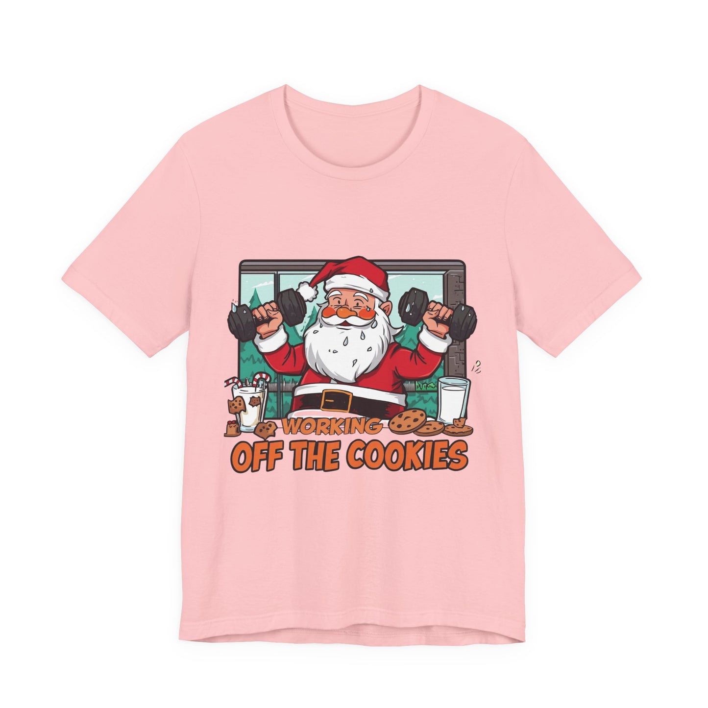 Santa Claus 'Working Off the Cookies' Tee | Christmas Funny T-Shirt |  Cookies Lover Gift | Holiday Apparel
