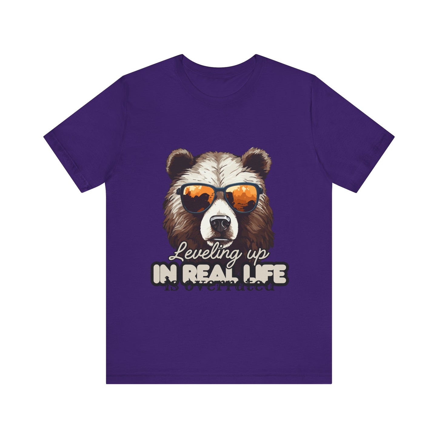 Cool Bear Graphic Tee, Leveling Up in Real Life, Funny T-Shirt for Nature Lovers, Gift for Birthday, Summer Wardrobe, Casual Wear