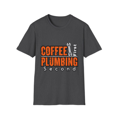 Coffee and Plumbing Unisex T-Shirt, Funny Plumber Shirt, Gift for Plumbers, Coffee Lovers Tee, Plumbing Gifts