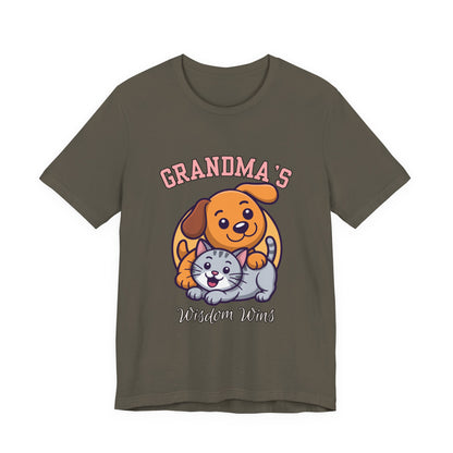 Grandma's Pet Love Tee - Cute Cat and Dog Design, Perfect Gift for Grandparents, Animal Lovers, Birthday, Family Gatherings, Casual Wear