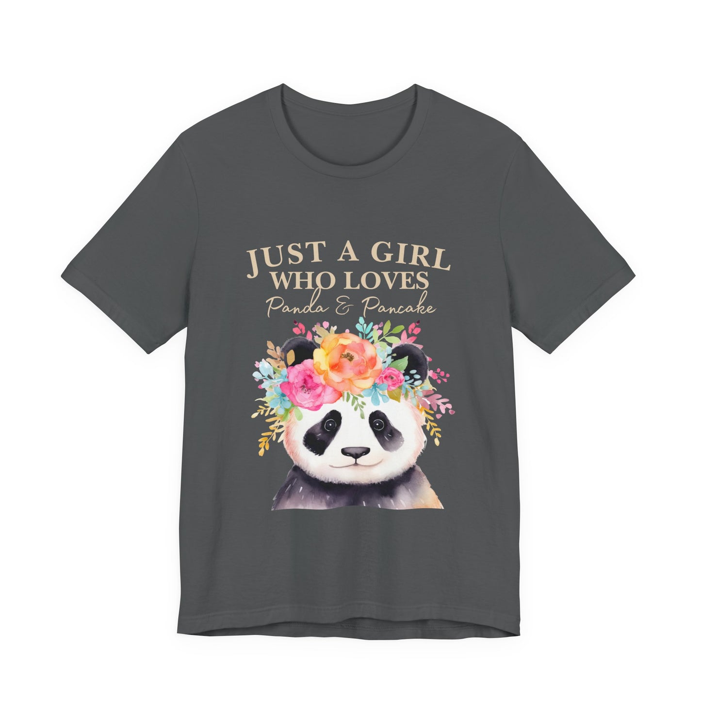Adorable Panda Lover Tee - Just a Girl Who Loves Pandas & Pancakes, Cute Animal Shirt, Gift for Panda Fans, Casual Wear, Summer Top