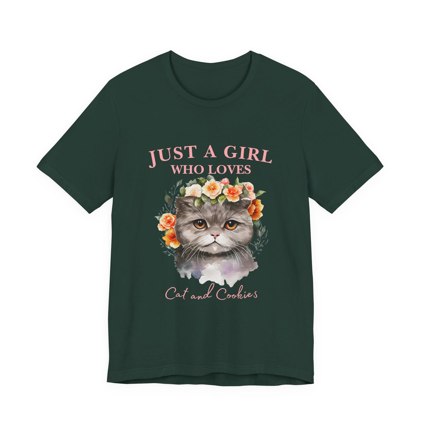 Just a Girl Who Loves Cats and Cookies Tee - Cute Cat Lover Shirt, Gift for Cat Moms, Funny Pet Apparel, Birthday Gift, Relaxed Fit T-Shirt