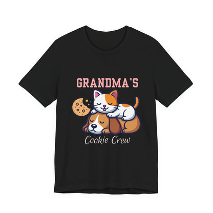 Cute Cat & Dog Grandma's Cookie Crew Tee - Pet Lovers Shirt, Animal Lover Gift, Funny Cat Tee, Family Reunion, Birthday Gift