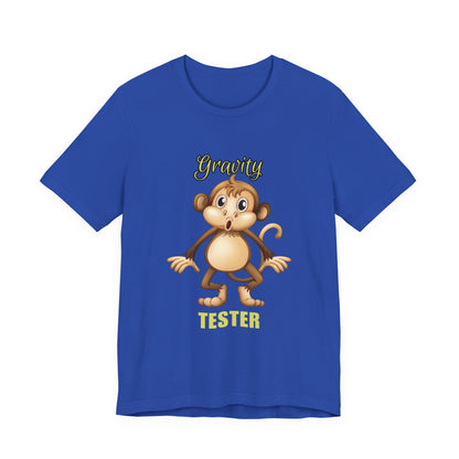 Gravity Tester Monkey Unisex Tee, Fun Animal T-Shirt, Kids Gift, Birthday Tee, Nature Lover Shirt