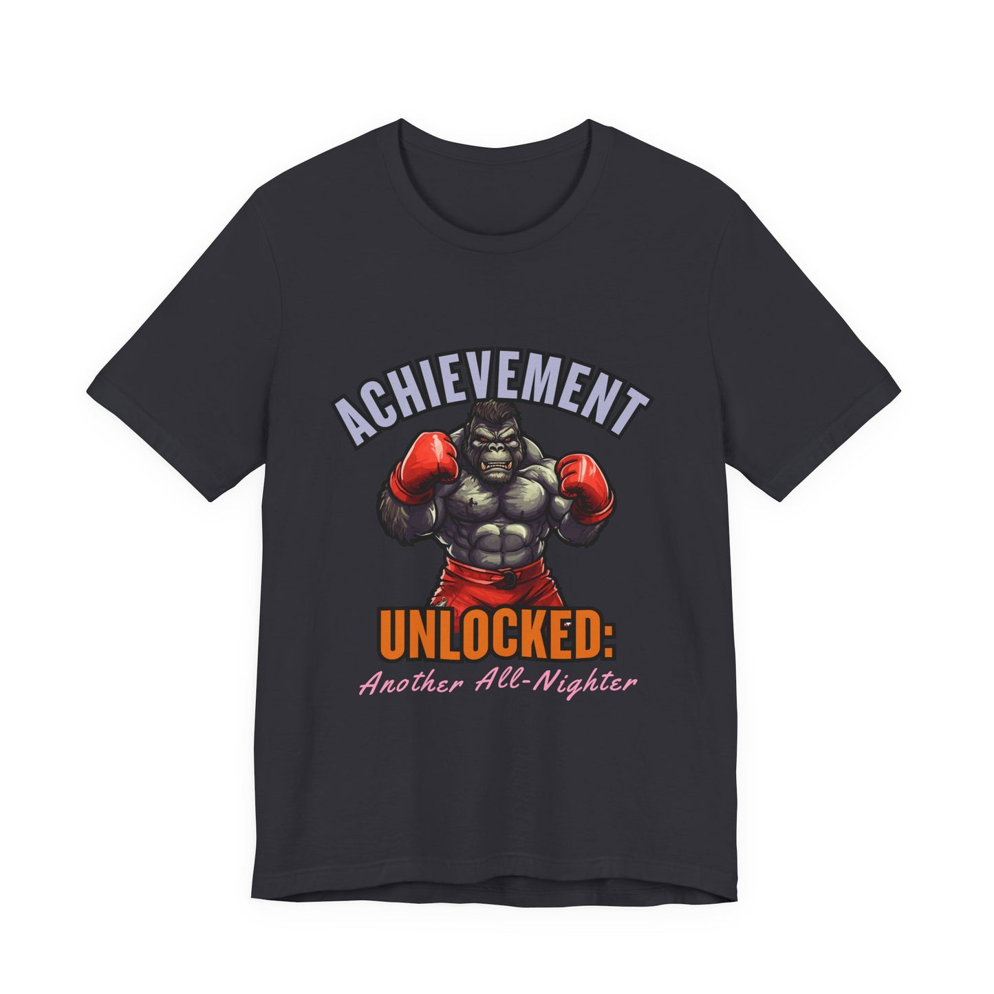 Achievement Unlocked Short Sleeve Tee, Gaming Shirt, Funny Tee, Birthday Gift, Casual Wear, All-Nighter Tee