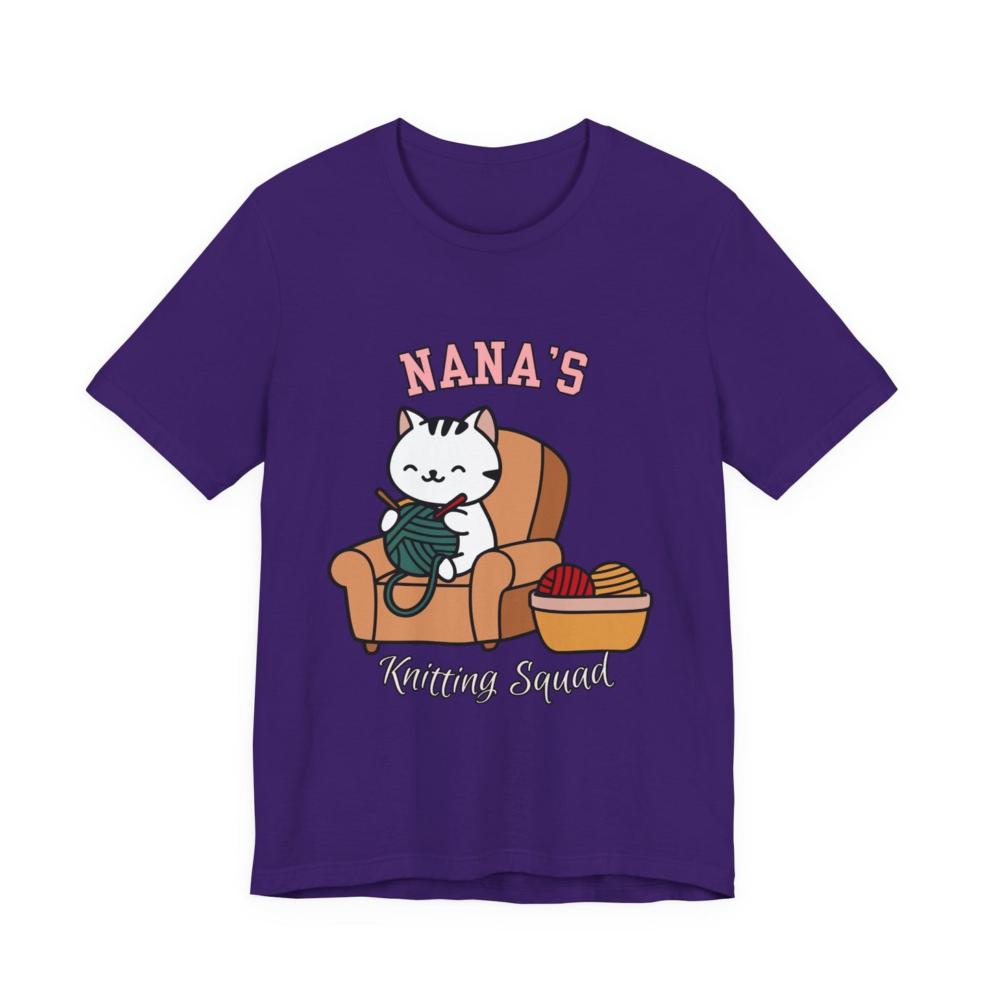 Nana's Knitting Squad Unisex Tee, Cozy Gift, Knitting Lover Shirt, Cat Lover Style, Cute Crafting Apparel, Fun Gift for Grandma