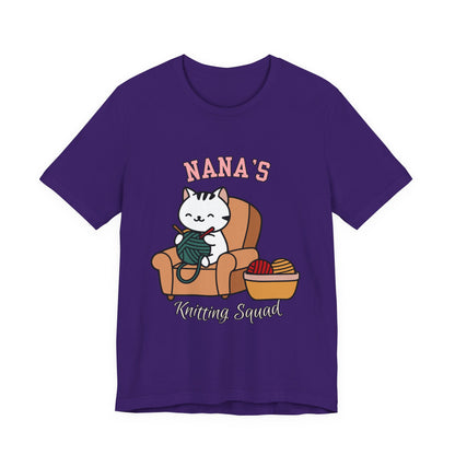 Nana's Knitting Squad Unisex Tee, Cozy Gift, Knitting Lover Shirt, Cat Lover Style, Cute Crafting Apparel, Fun Gift for Grandma