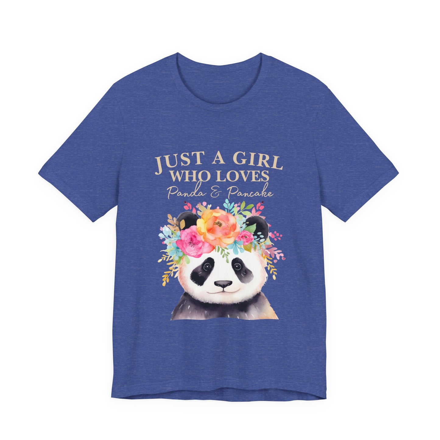 Adorable Panda Lover Tee - Just a Girl Who Loves Pandas & Pancakes, Cute Animal Shirt, Gift for Panda Fans, Casual Wear, Summer Top