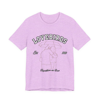 Lovebirds Unisex T-Shirt, Romantic Tee for Couples, Anniversary Gift, Valentine's Day Apparel, Gift for Her/Him, Cute Casual Wear