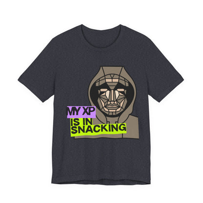 Snack Gaming Short Sleeve Tee, Funny Gamer T-Shirt, Gift for Gamers, Casual Wear, Snack Lover Tee, Unique Graphic Tee