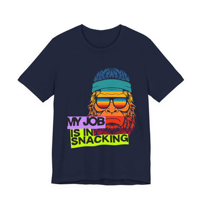 Funny Snack Lover Tee, Humorous Gift for Foodies, Unisex Graphic Shirt, Job in Snacking T-Shirt, Quirky Apparel for All Occasions, Gamer Tee
