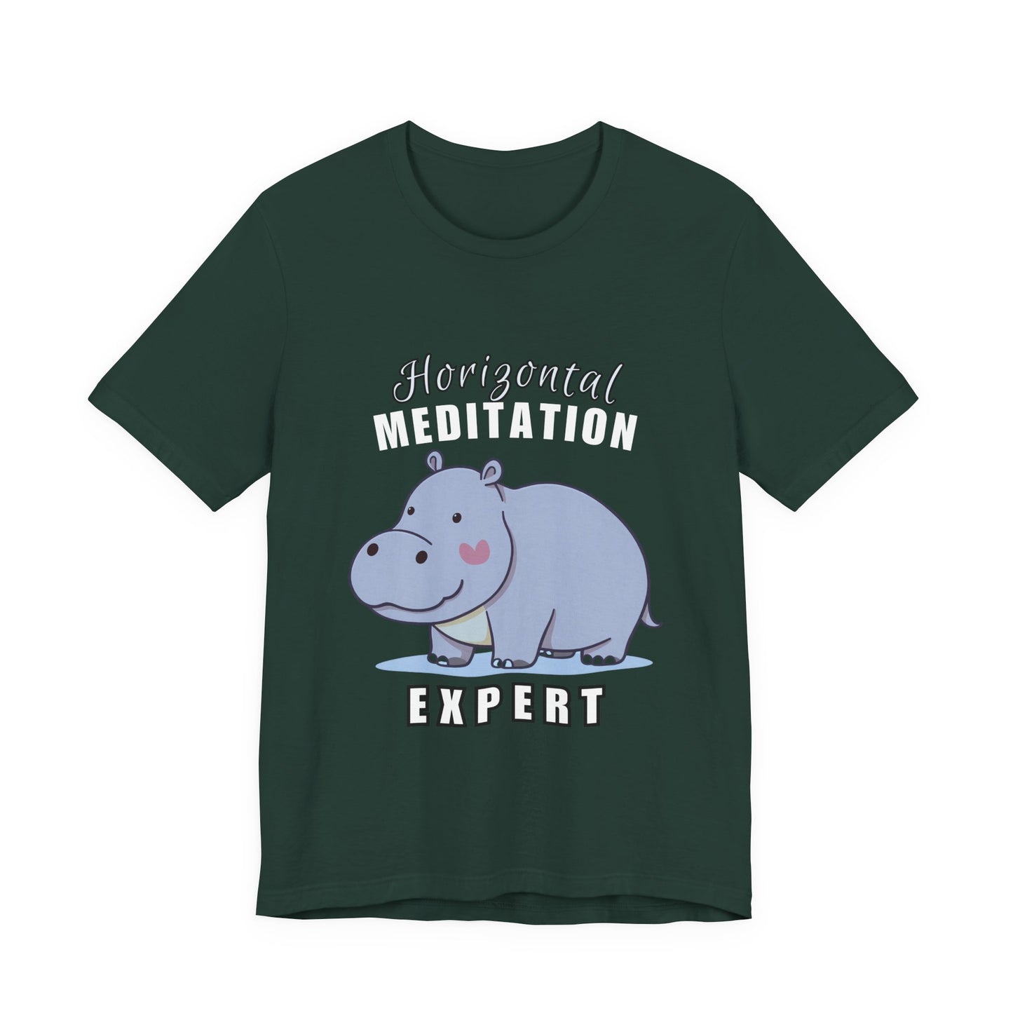 Hippo Horizontal Meditation Expert Tee - Fun Unisex Jersey Shirt for Relaxation, Gift for Yogis, Casual Wear, Mindfulness, Animal Lover