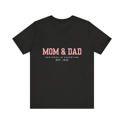 Mom & Dad Partner in Parenting Tee, Family Matching Tee, Parent T-Shirt, Gift for New Parents, Cute Family Shirt, Unisex Graphic Tee