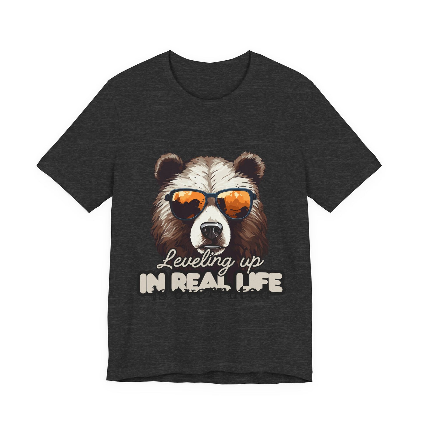 Cool Bear Graphic Tee, Leveling Up in Real Life, Funny T-Shirt for Nature Lovers, Gift for Birthday, Summer Wardrobe, Casual Wear